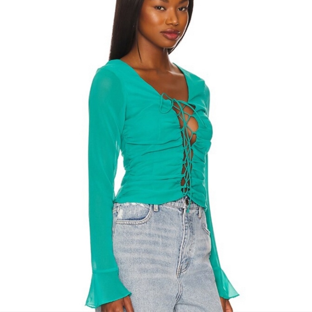 Superdown Tayla Lace Up Top